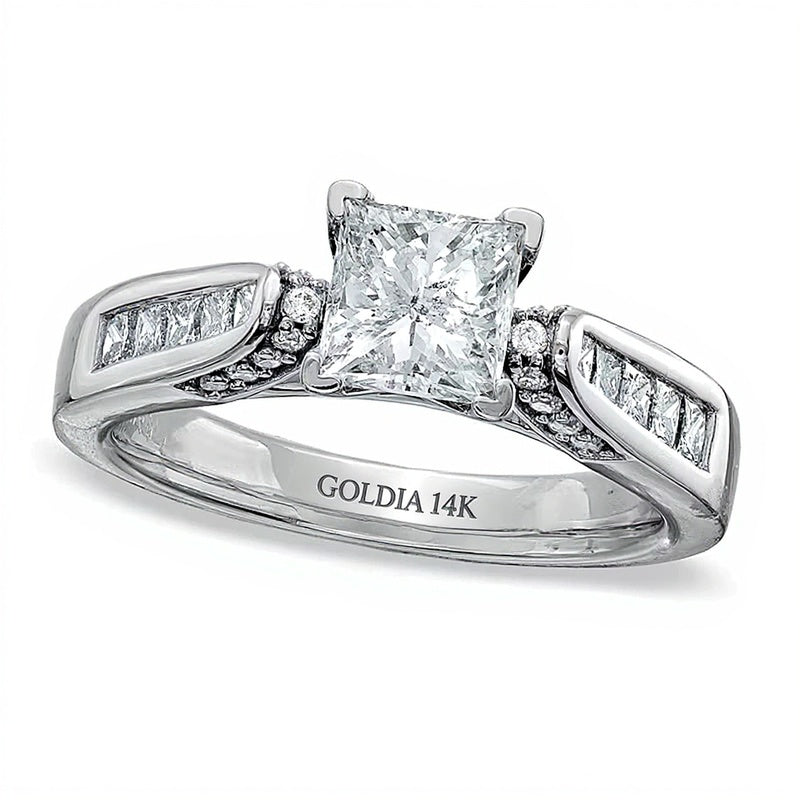 1.5 CT. TW Princess-Cut Diamond Engagement Ring in 14K White Gold