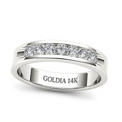 0.5 CT. TW Diamond Seven Stone Wedding Band in 14K White Gold