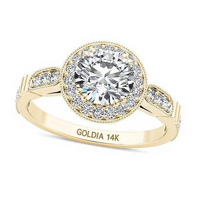 1.2 CT. TW Diamond Frame Vintage-Style Engagement Ring in 14K Gold