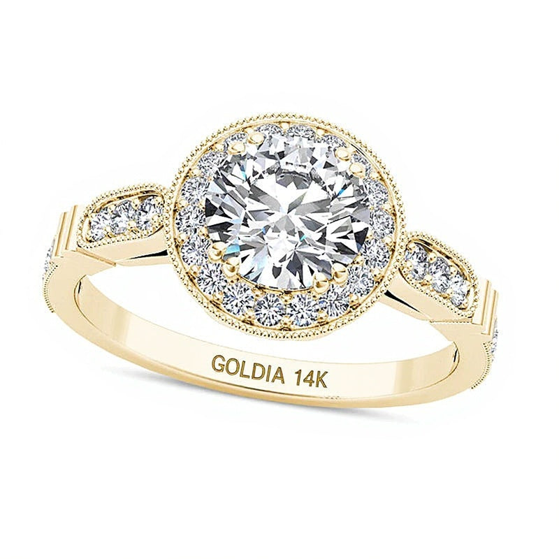 1.2 CT. TW Diamond Frame Vintage-Style Engagement Ring in 14K Gold