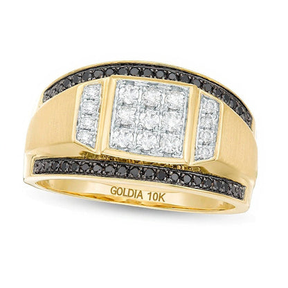 5/8.0 CT T.W. Composite Enhanced Black and White Diamond Square Ring in 10K Gold