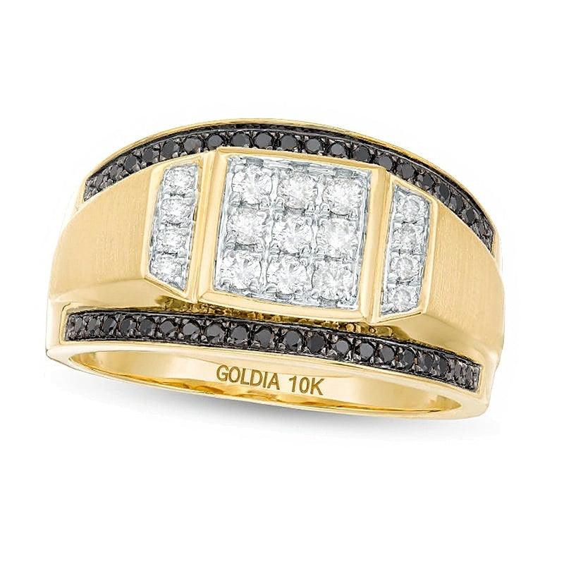 5/8.0 CT T.W. Composite Enhanced Black and White Diamond Square Ring in 10K Gold