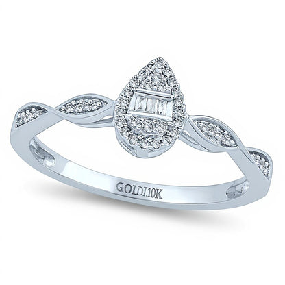 0.1 CT. TW Composite Diamond Pear-Shaped Frame Twist Promise Ring in 10K White Gold