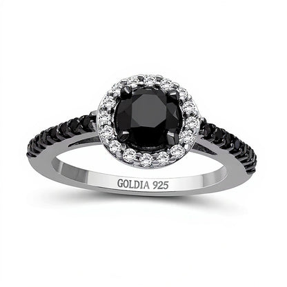 1.5 CT. TW Black and White Diamond Frame Ring in Sterling Silver