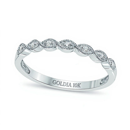 Diamond Accent Milgrain Band in 10K White Gold
