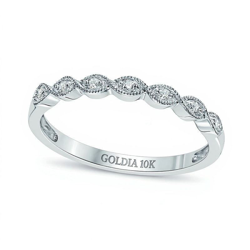 Diamond Accent Milgrain Band in 10K White Gold