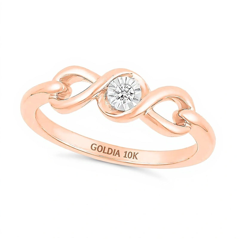 Diamond Accent Solitaire Cascading Infinity Frame Buckle Promise Ring in 10K Rose Gold (J/I3)