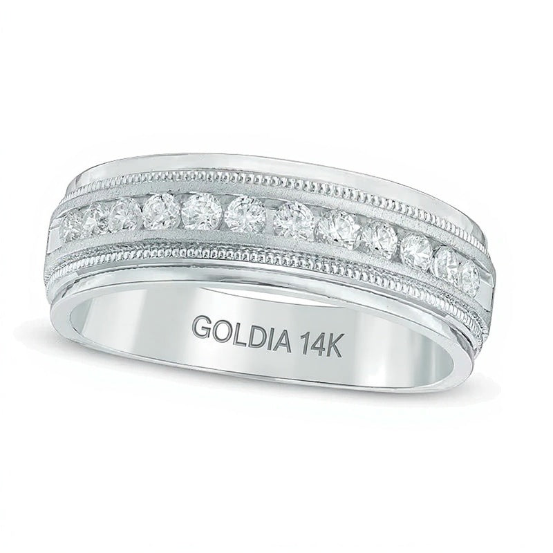 0.5 CT. TW Diamond Milgrain Anniversary Band in 14K White Gold