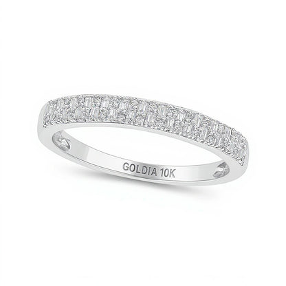 0.2 CT. TW Baguette and Round Diamond Double Row Anniversary Band in 10K White Gold