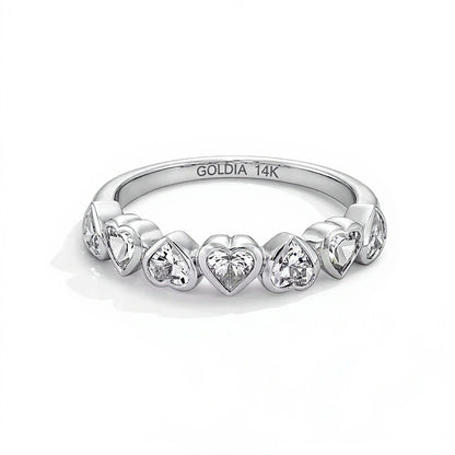 1.0 CT. TW Heart-Shaped Lab-Grown Diamond Seven Stone Alternating Band in 14K White Gold (F/VS2)
