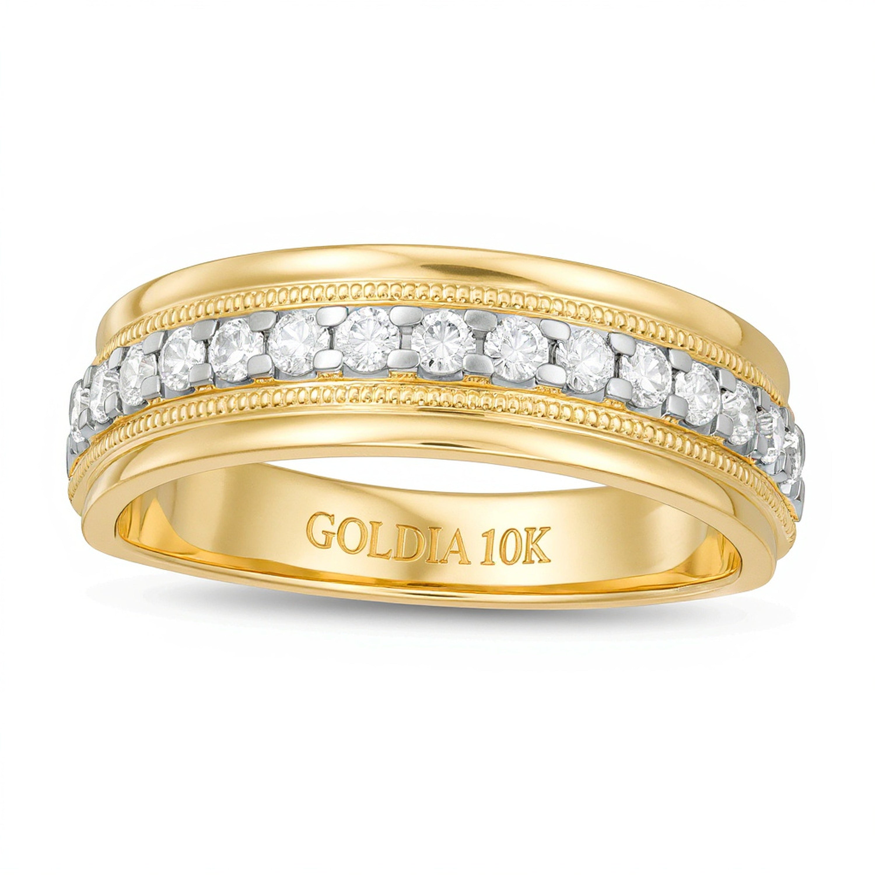 0.5 CT. TW Diamond Milgrain Wedding Band in 10K Gold