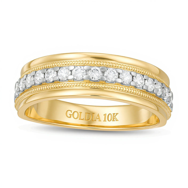 0.5 CT. TW Diamond Milgrain Wedding Band in 10K Gold