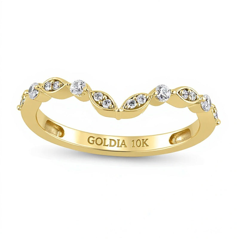 0.17 CT. TW Diamond Alternating Round and Marquise Frame Contour Band in 10K Gold