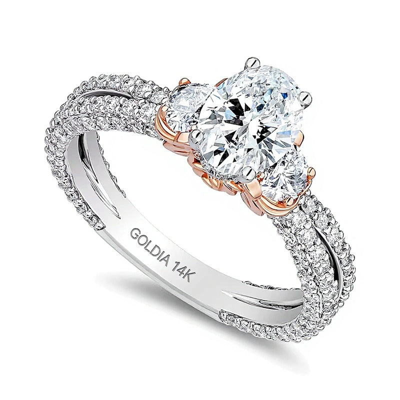 Enchanted Star Belle 2.25 CT. TW Oval Lab-Grown Diamond Collar Engagement Ring in 14K Two-Tone Gold