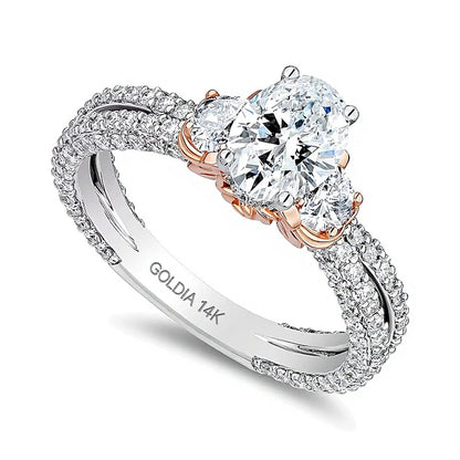 Enchanted Star Belle 2.25 CT. TW Oval Lab-Grown Diamond Collar Engagement Ring in 14K Two-Tone Gold