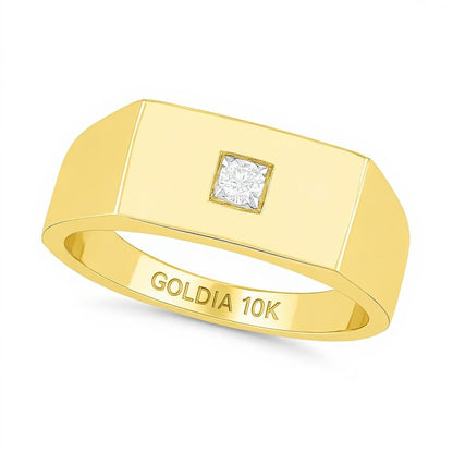 0.07 CT. Diamond Solitaire Square-Top Wedding Band in 10K Gold