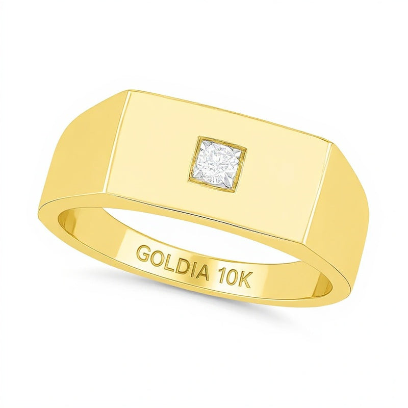 0.07 CT. Diamond Solitaire Square-Top Wedding Band in 10K Gold