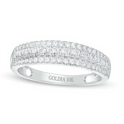 0.33 CT. TW Diamond Three Row Wedding Band in 10K White Gold