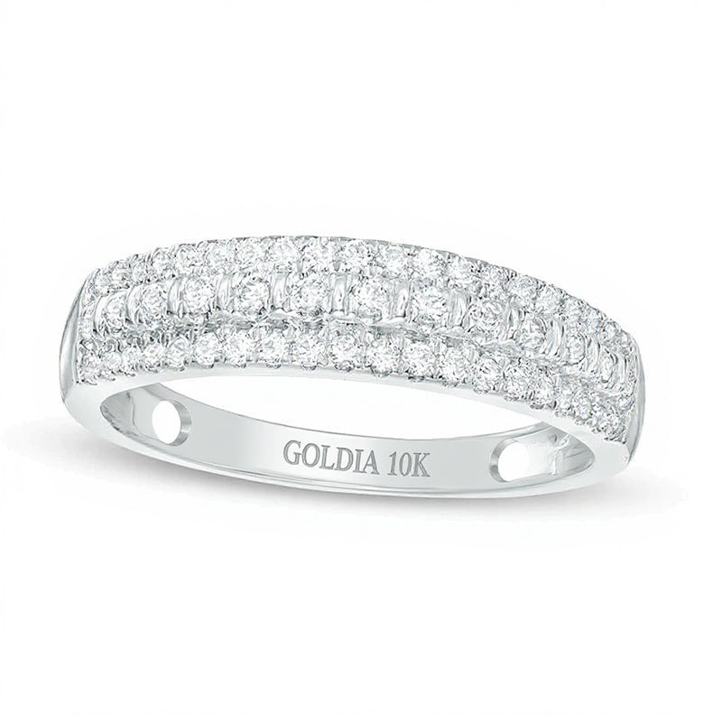 0.33 CT. TW Diamond Three Row Wedding Band in 10K White Gold