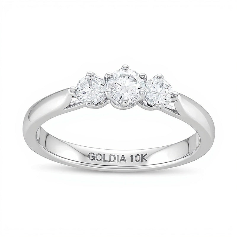 0.5 CT. TW Three Stone Engagement Ring in 10K White Gold