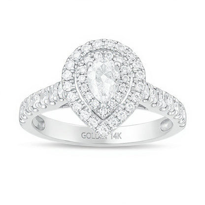 1.0 CT. TW Pear-Shaped Diamond Double Frame Engagement Ring in 14K White Gold