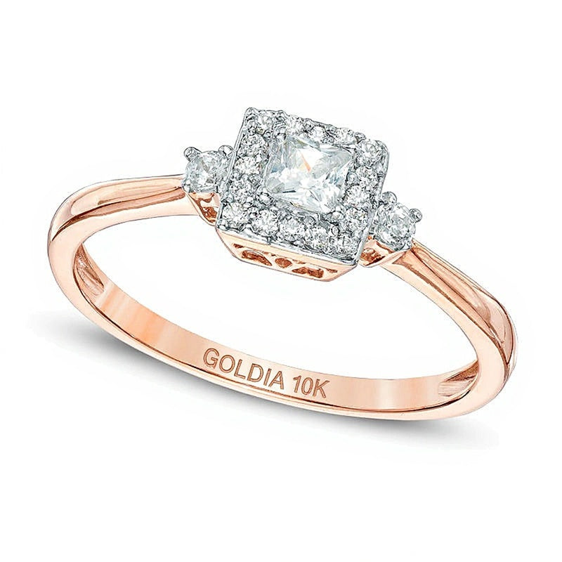 0.25 CT. TW Princess-Cut Diamond Frame Promise Ring in 10K Rose Gold