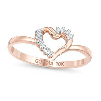 0.05 CT. TW Diamond Heart Ring in 10K Rose Gold
