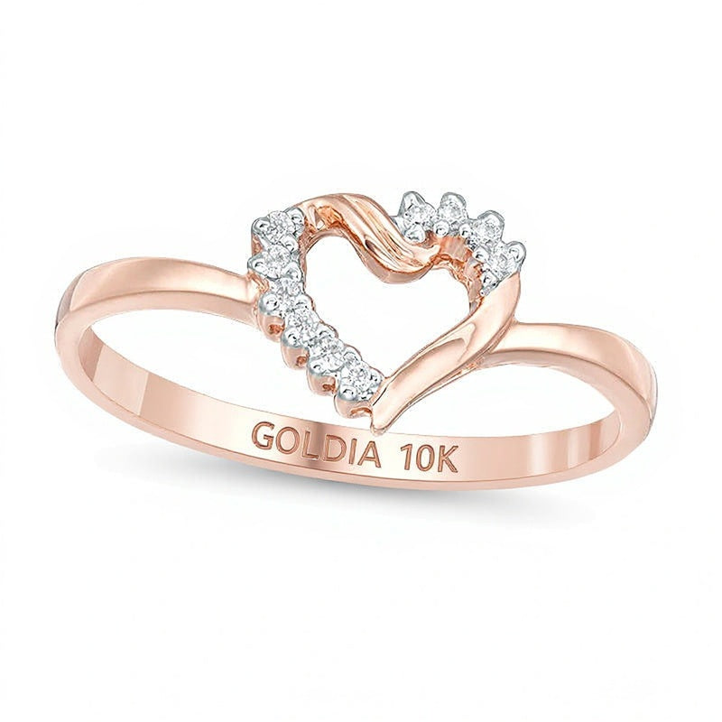 0.05 CT. TW Diamond Heart Ring in 10K Rose Gold