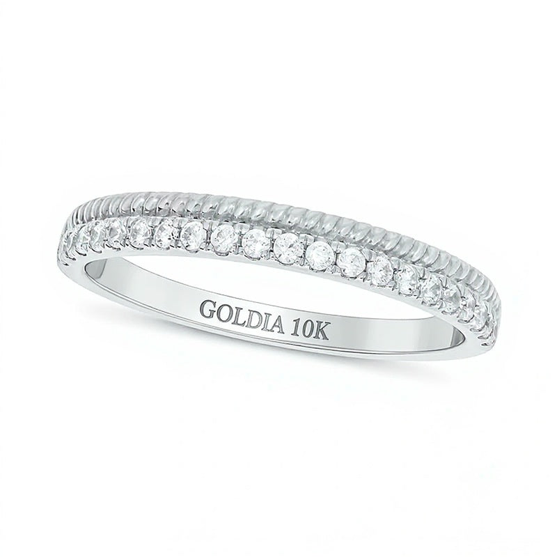 0.2 CT. TW Diamond Rope Edge Stackable Band in 10K White Gold