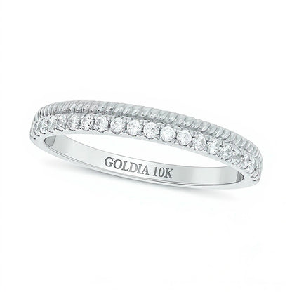 0.2 CT. TW Diamond Rope Edge Stackable Band in 10K White Gold