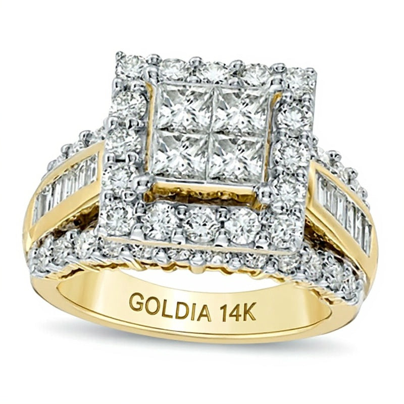 3.0 CT. TW Quad Princess-Cut Diamond Frame Ring in 14K Gold