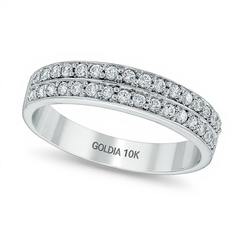 0.25 CT. TW Diamond Double Row Wedding Band in 10K White Gold