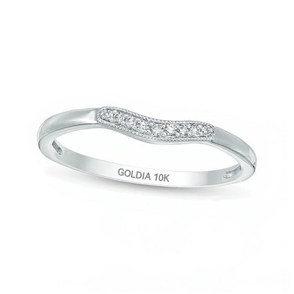 Diamond Accent Vintage-Style Contour Anniversary Band in 10K White Gold