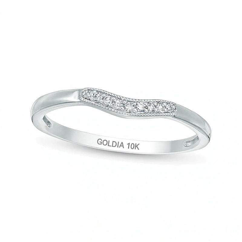 Diamond Accent Vintage-Style Contour Anniversary Band in 10K White Gold