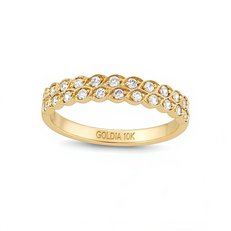 0.25 CT. TW Diamond Marquise-Shaped Double Row Stackable Band in 10K Gold