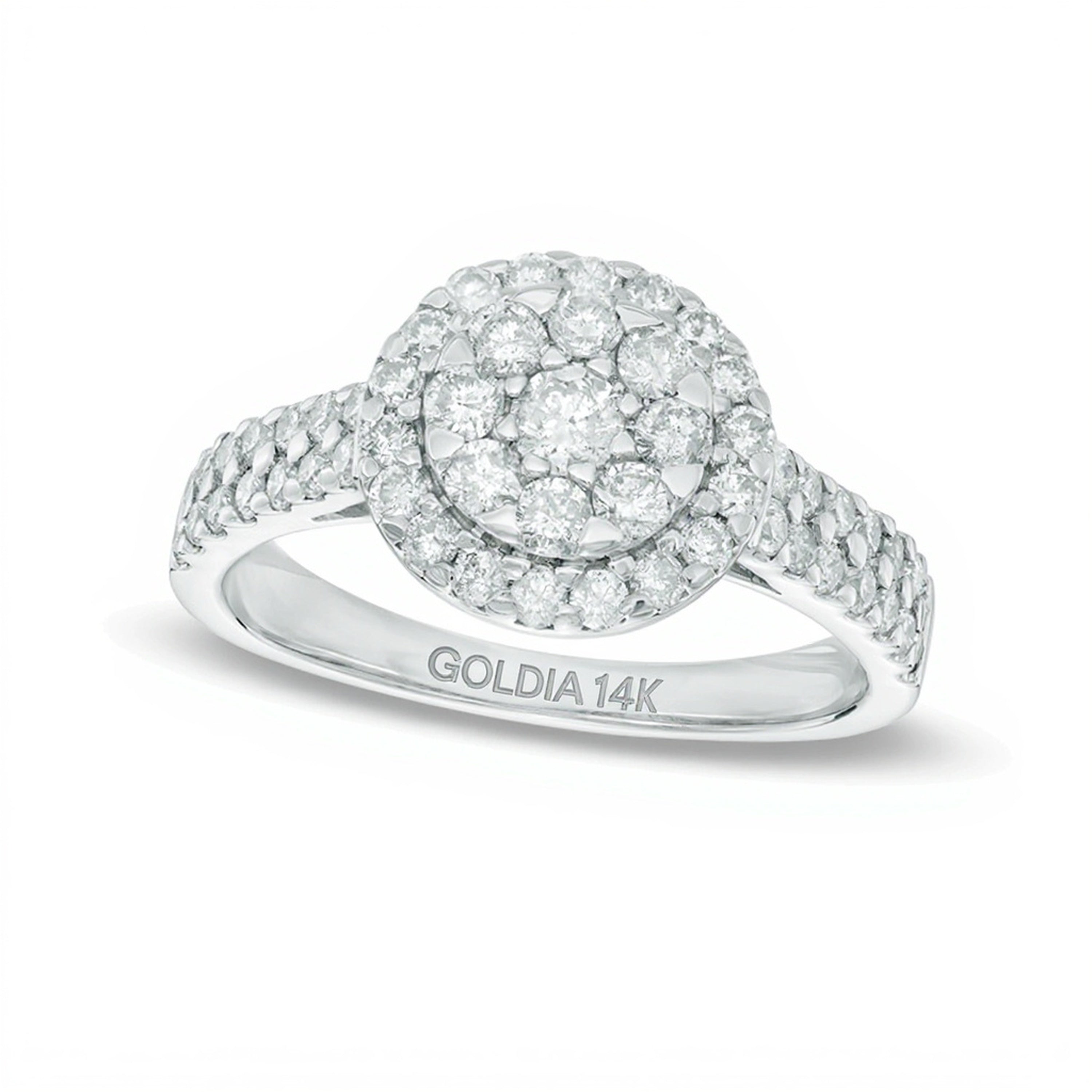 1.0 CT. TW Multi-Diamond Frame Double Row Engagement Ring in 14K White Gold