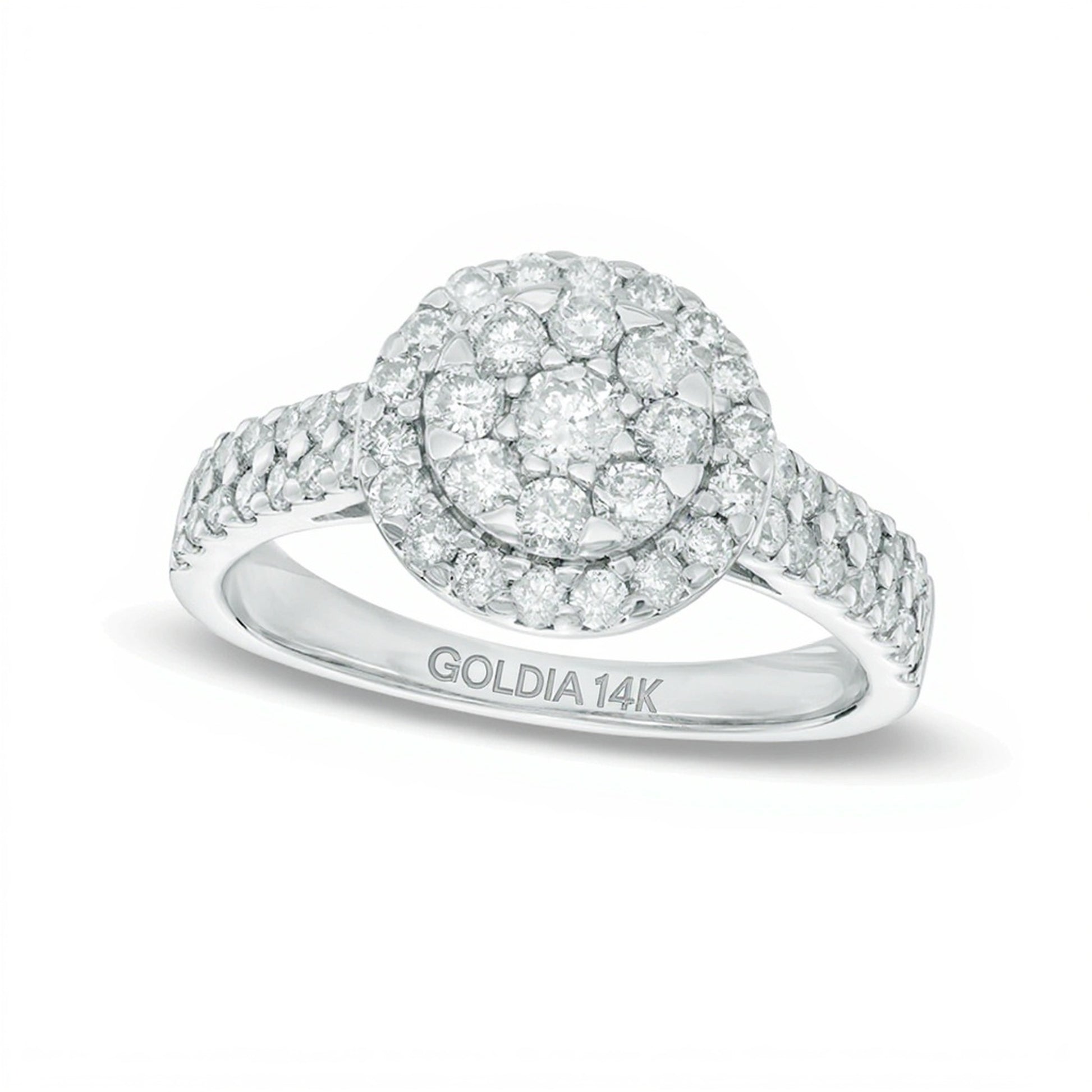 1.0 CT. TW Multi-Diamond Frame Double Row Engagement Ring in 14K White Gold