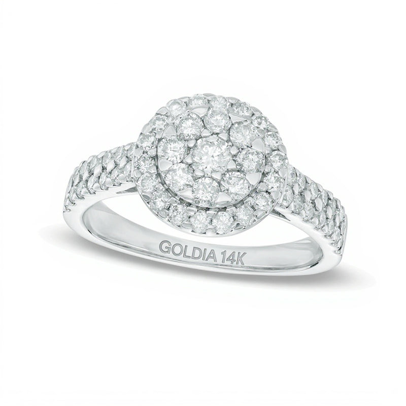 1.0 CT. TW Multi-Diamond Frame Double Row Engagement Ring in 14K White Gold
