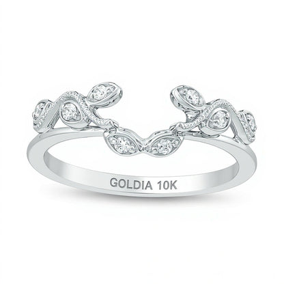 0.1 CT. TW Diamond Vine Vintage-Style Solitaire Enhancer in 10K White Gold