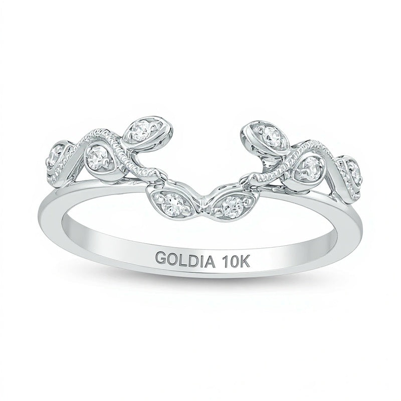 0.1 CT. TW Diamond Vine Vintage-Style Solitaire Enhancer in 10K White Gold