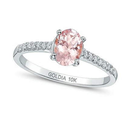 Oval Morganite and Diamond Accent Ring in 10K White Gold