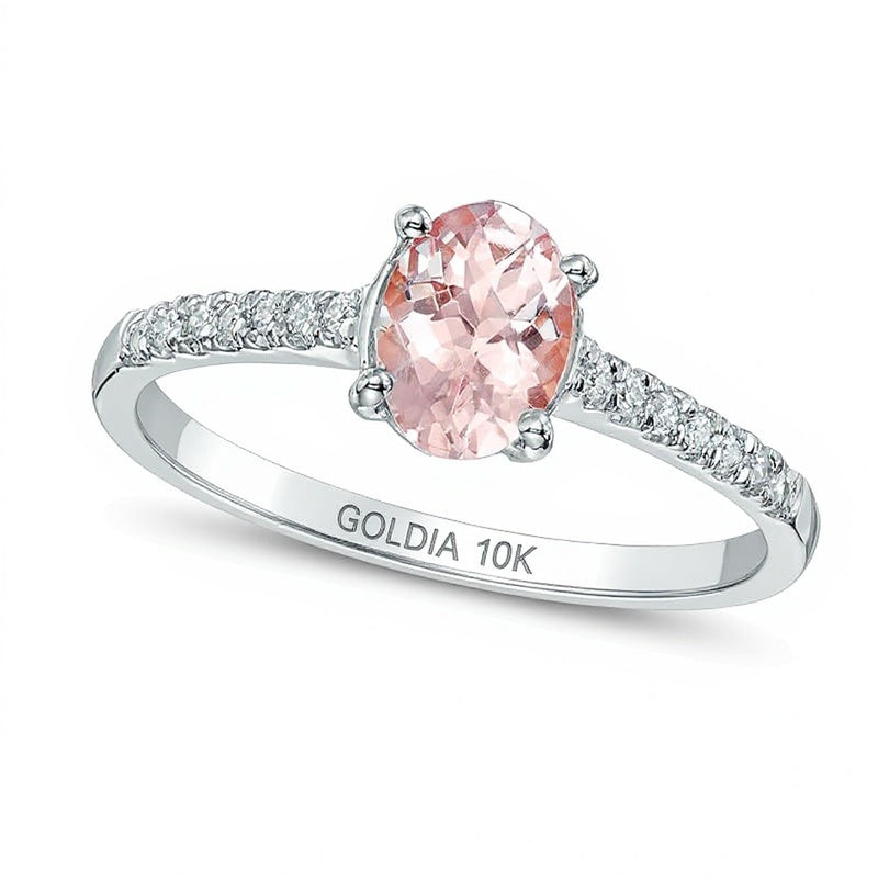 Oval Morganite and Diamond Accent Ring in 10K White Gold
