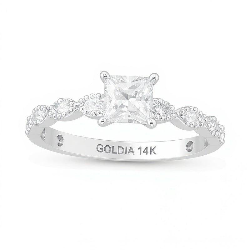 0.63 CT. TW Princess-Cut Diamond Engagement Ring in 14K White Gold (I/SI2)