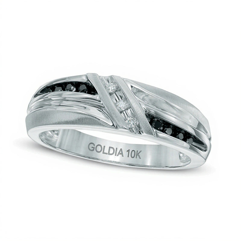 0.1 CT. TW Enhanced Black and White Diamond Wedding Band in 10K White Gold
