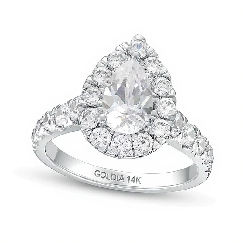 2.5 CT. TW Pear-Shaped Lab-Grown Diamond Frame Engagement Ring in 14K White Gold (F/VS2)