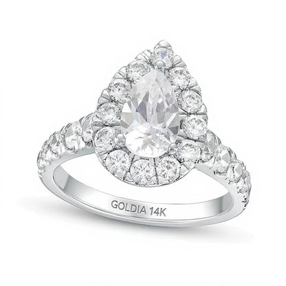 2.5 CT. TW Pear-Shaped Lab-Grown Diamond Frame Engagement Ring in 14K White Gold (F/VS2)