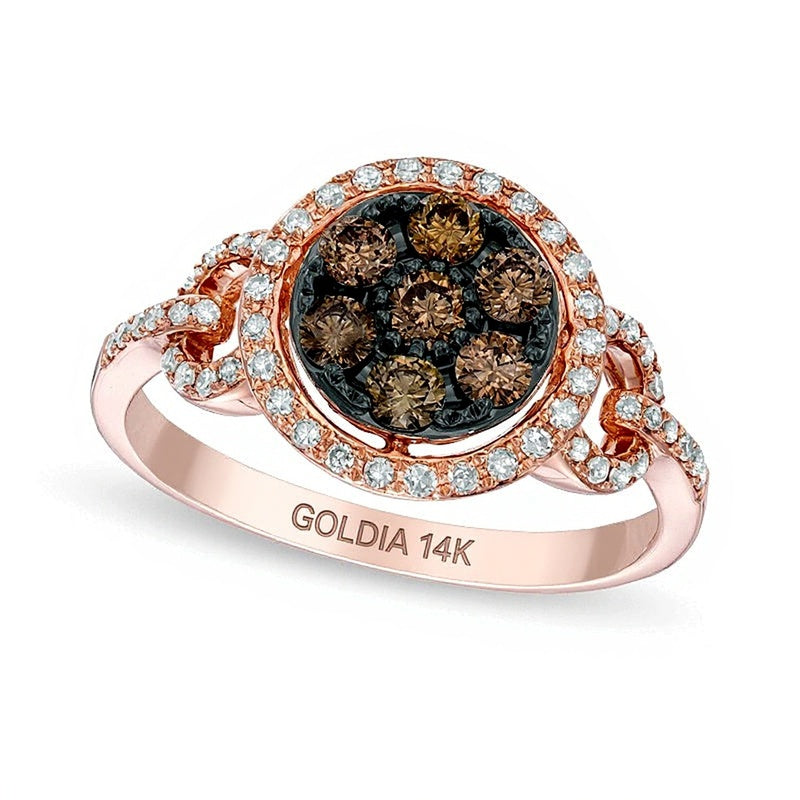 EFFYâ¢ Collection 0.63 CT. TW Champagne and White Diamond Cluster Frame Ring in 14K Rose Gold