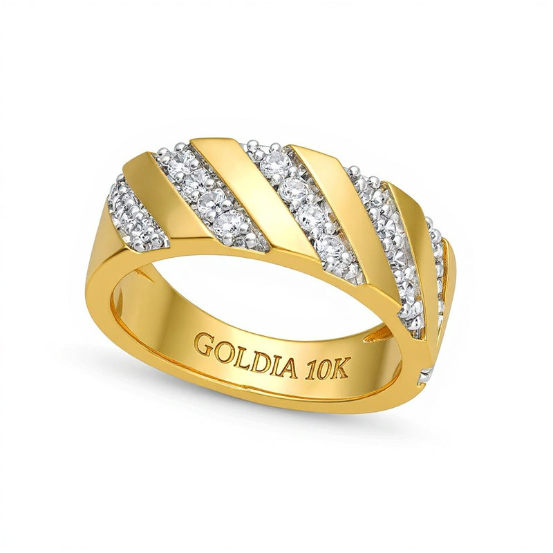 0.5 CT. TW Diamond Slant Row Band in 10K Gold