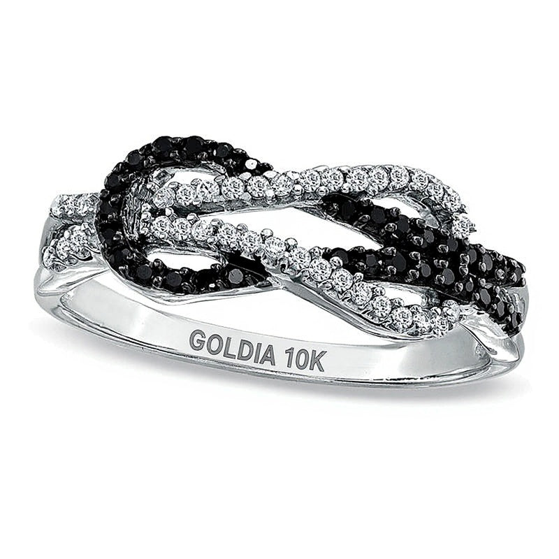 0.25 CT. TW Enhanced Black and White Diamond Infinity Ring in 10K White Gold