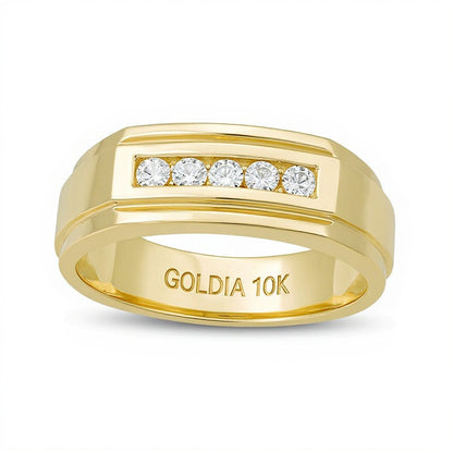 0.25 CT. TW Diamond Five Stone Step Edge Wedding Band in 10K Gold